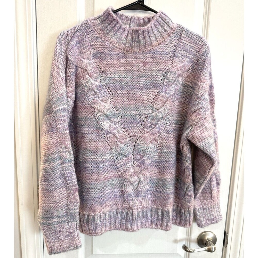 Maeve Anthropologie Rachel Textured Knit Mock Neck Sweater Lavender Women Medium
